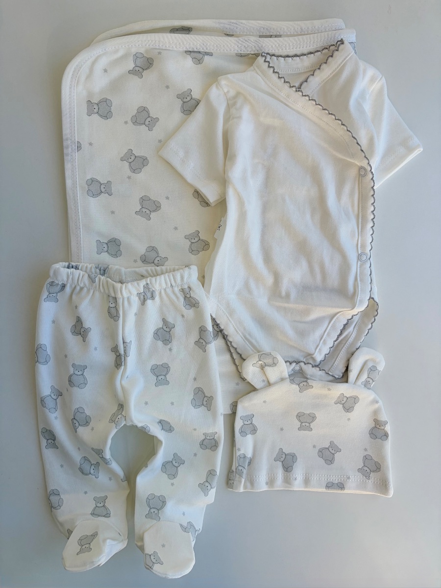 Ajuar con manta- Ositos beige