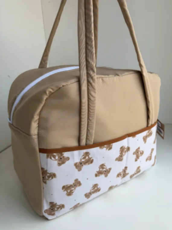 Bolso de tela beige/ositos