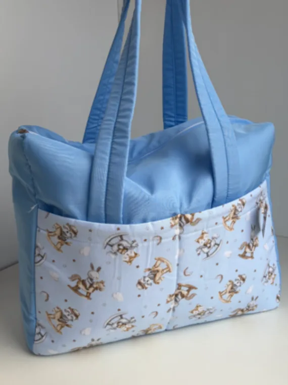 Bolso de tela celeste/animalitos