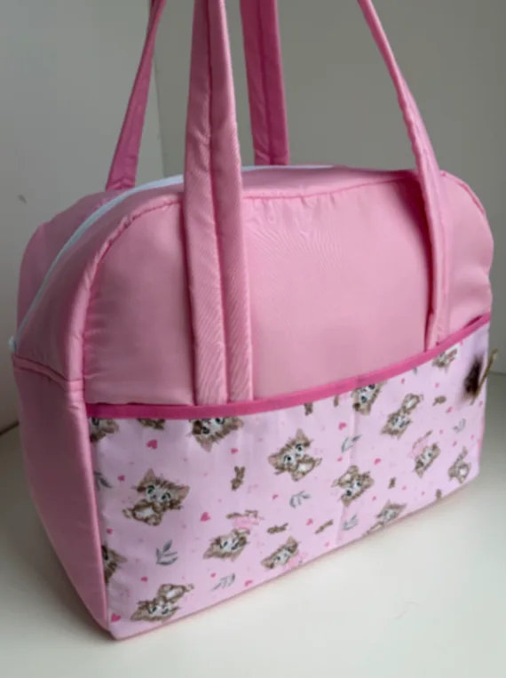 Bolso de tela rosa/gatitos