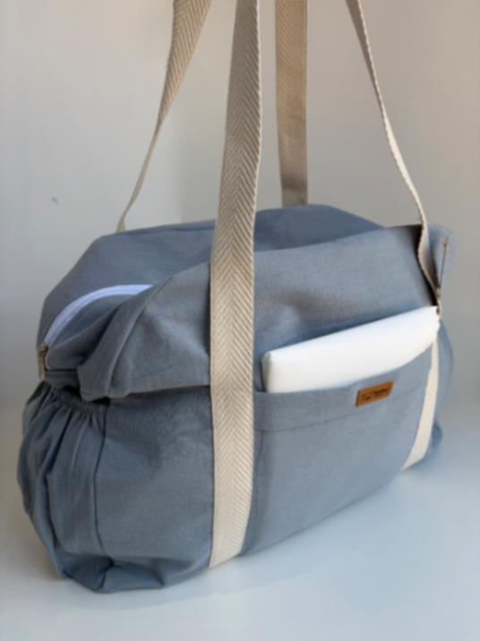 Bolso de tusor celeste liso