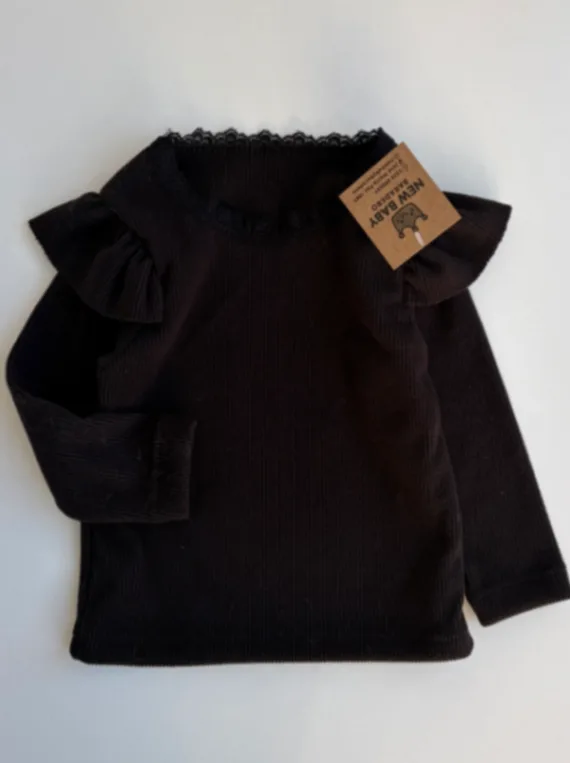 Camieta morley negra c/puntilla