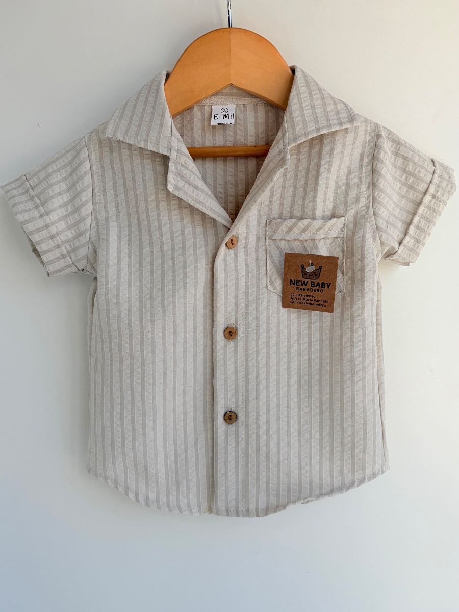 Camisa beige manga corta