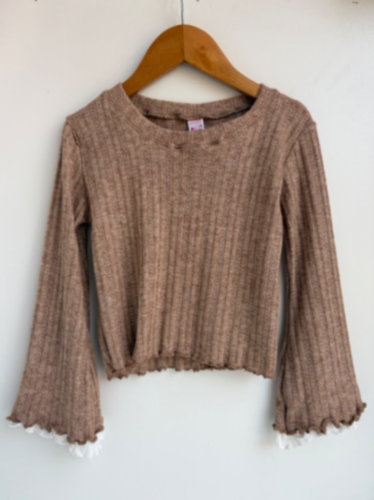 Camiseta beige de lanilla labrada  