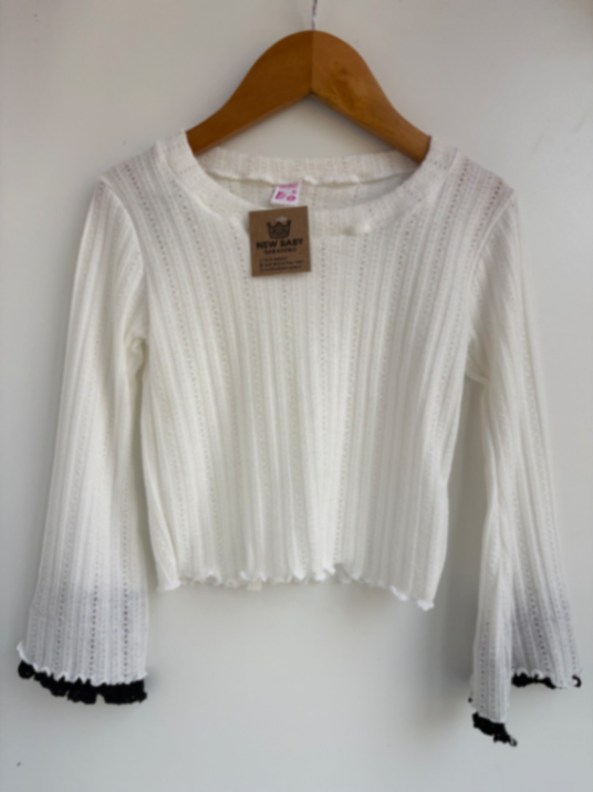 Camiseta blanca de lanilla labrada 