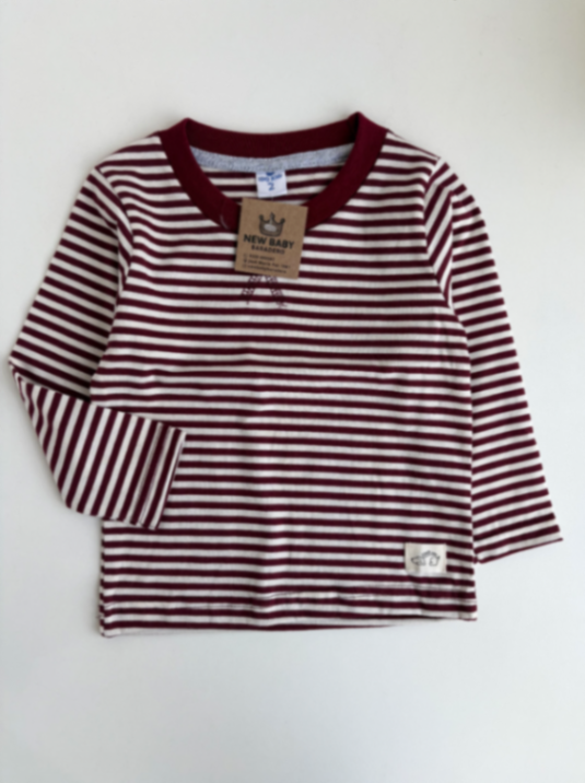 Camiseta bordo rayada algodón