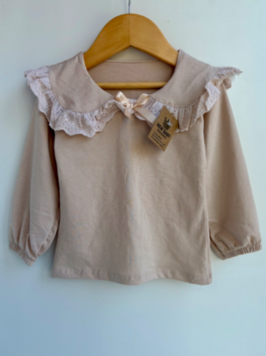 Camiseta con broderie/ natural