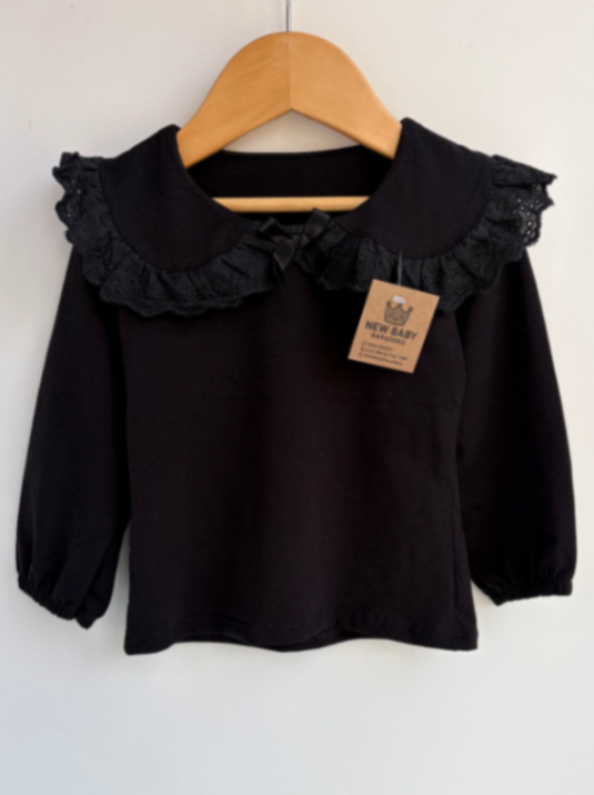 Camiseta con broderie/ negro