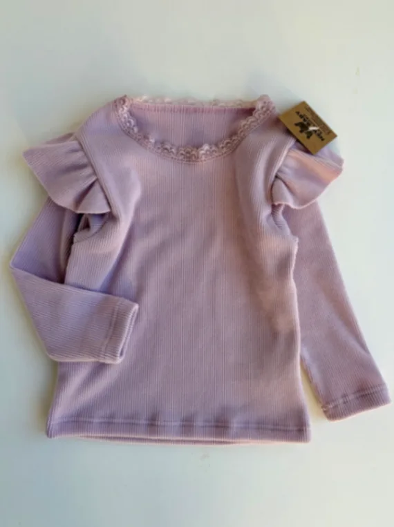 Camiseta morley lila pastel c/puntilla