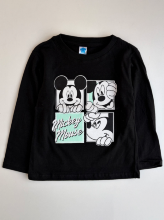 Camiseta negra de algodón Mickey 