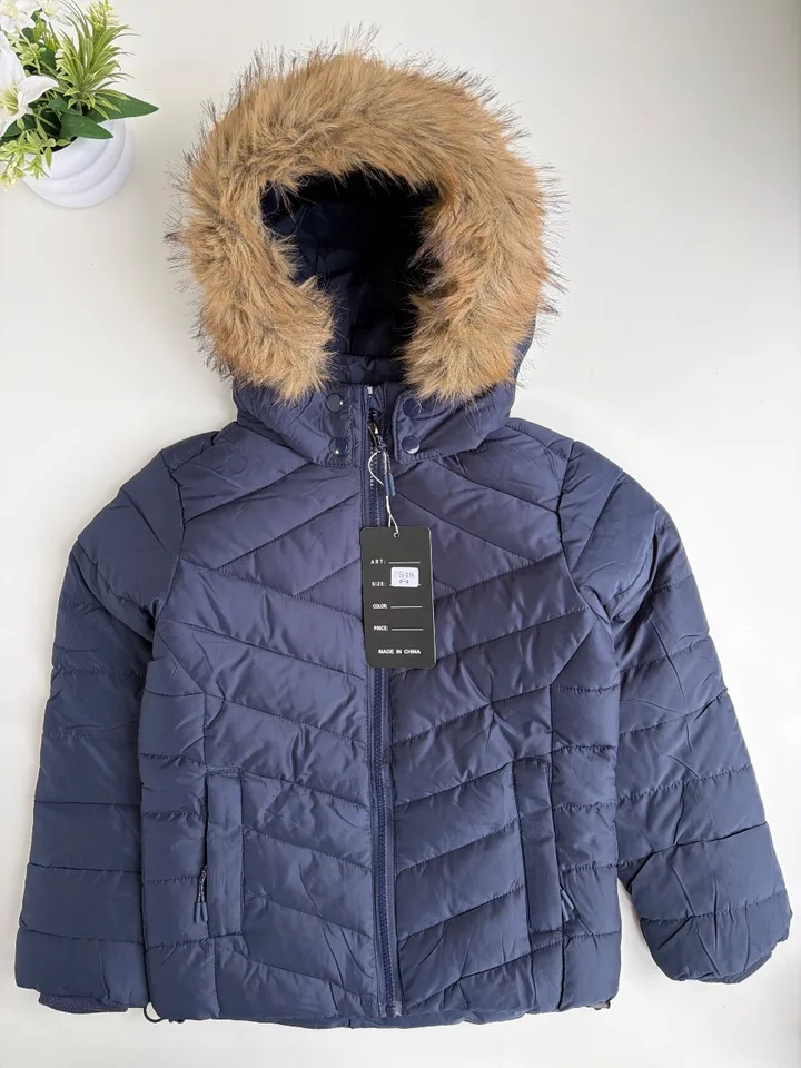Campera inflable azul capucha peluche