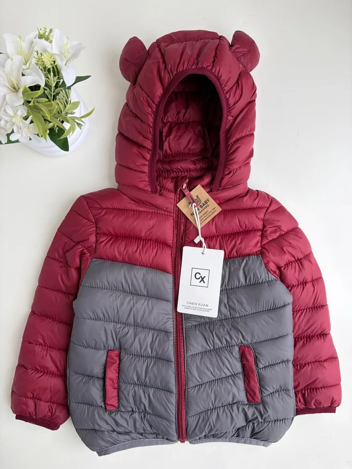 Campera inflable combinada bordo y gris