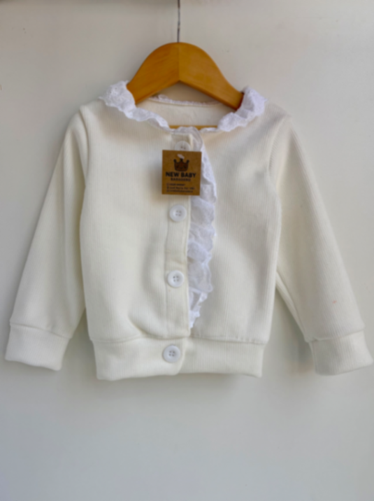 Camperita blanca de corderoy con broderie