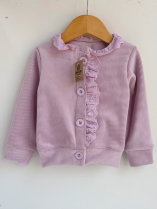 Camperita rosa de corderoy con broderie