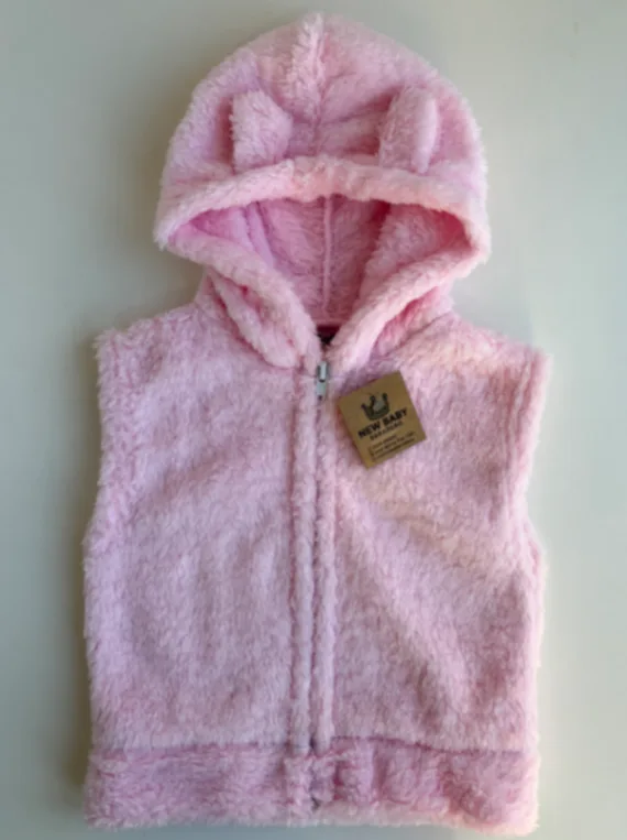 Chaleco peluche rosa bebe