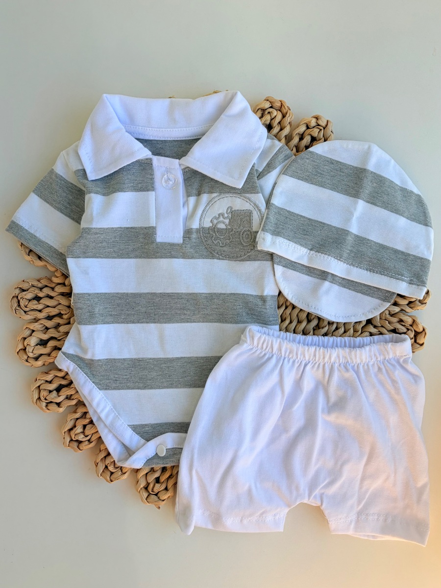 Conjunto corto con chomba- gris