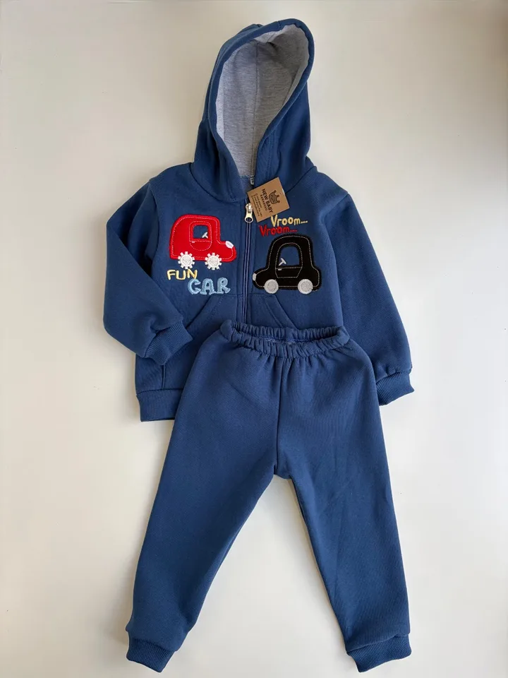 Conjunto  de algodon azul "autito"
