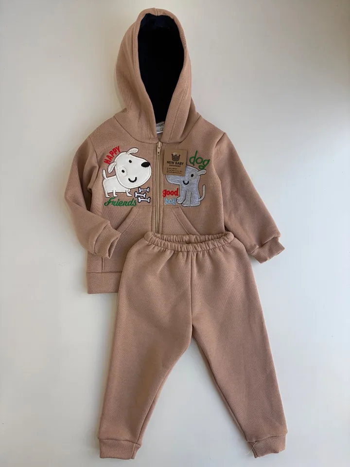 Conjunto  de algodon camel "perrito" 