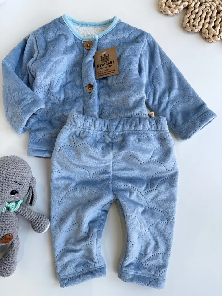 conjunto peluche celeste texturado 