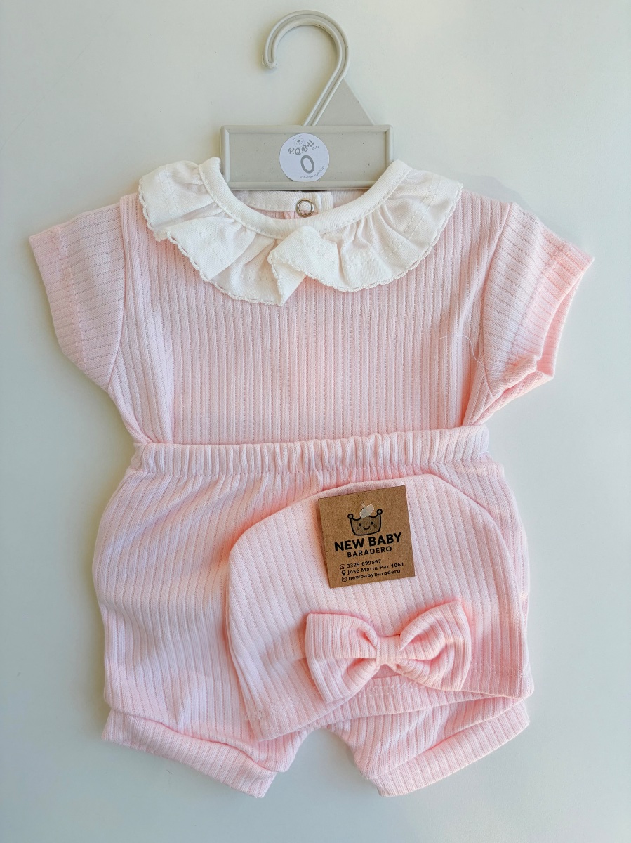Conjunto rosa body con volado