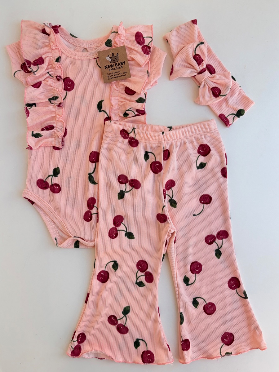 Conjunto Rosa de morley "cerezas" 