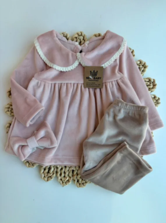 Conjunto rosa v. bebe plush c/vincha