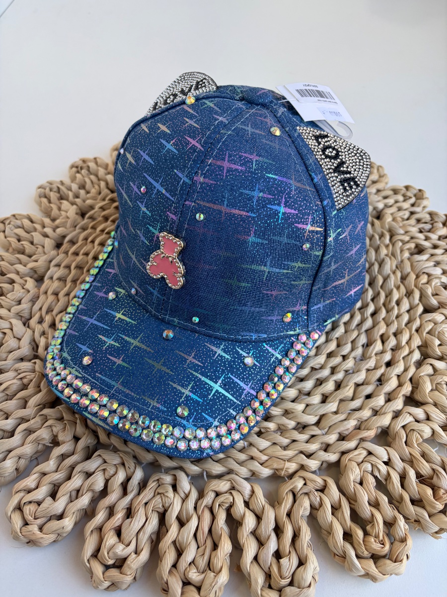 Gorra jean osito rosa
