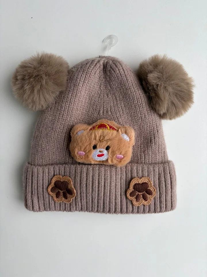 Gorrito de lana osito beige