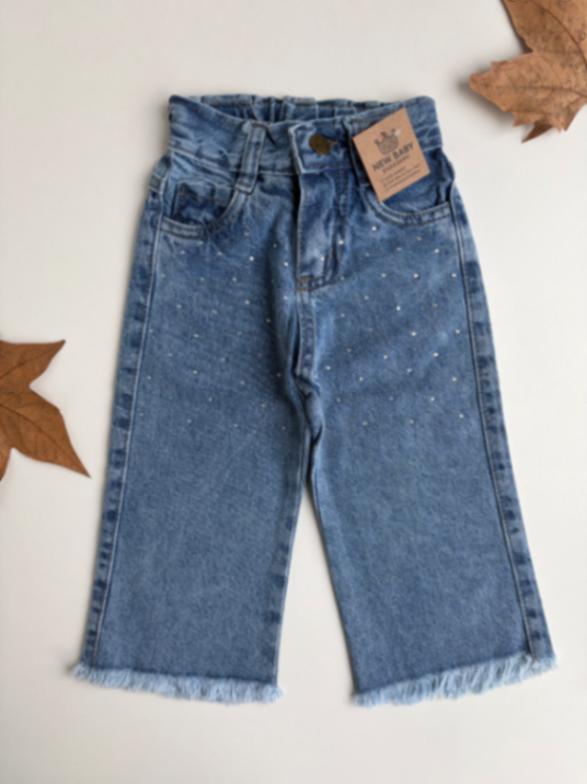 Jean wide leg con piedritas