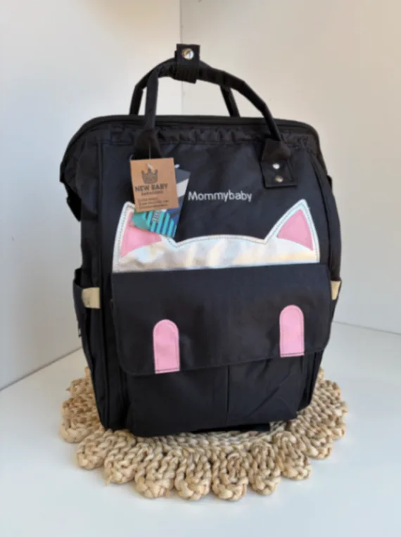 Mochila negra gatito