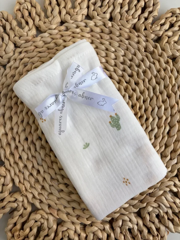 Manta muselina blanca jirafa