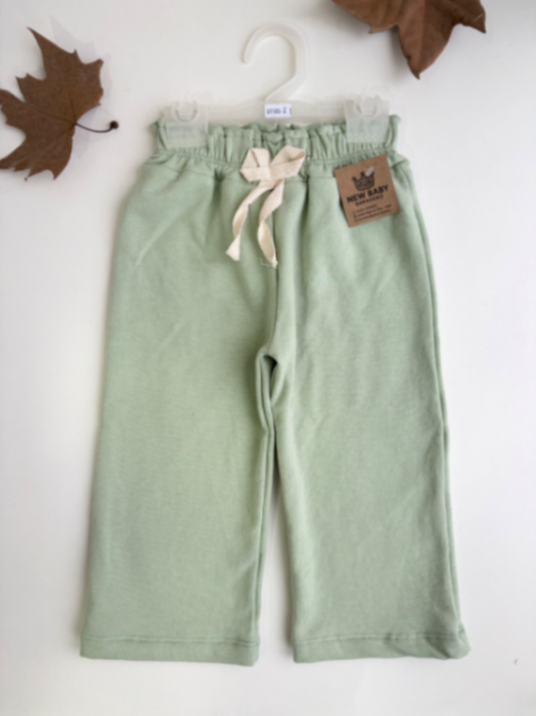 Pantalon palazzo verde liso
