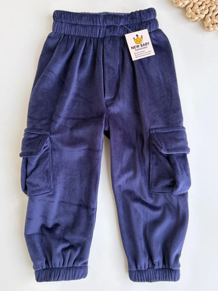 Pantalon plush cargo azul