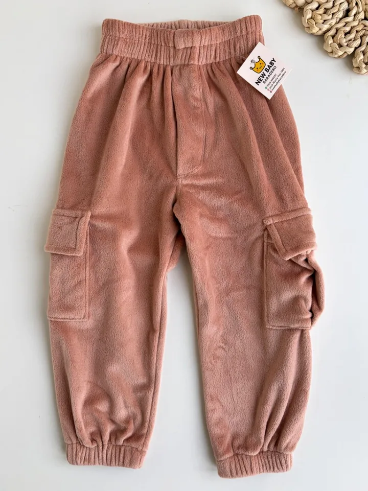 Pantalon plush cargo beige