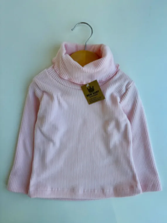 Polera lanilla frisada rosa bebe