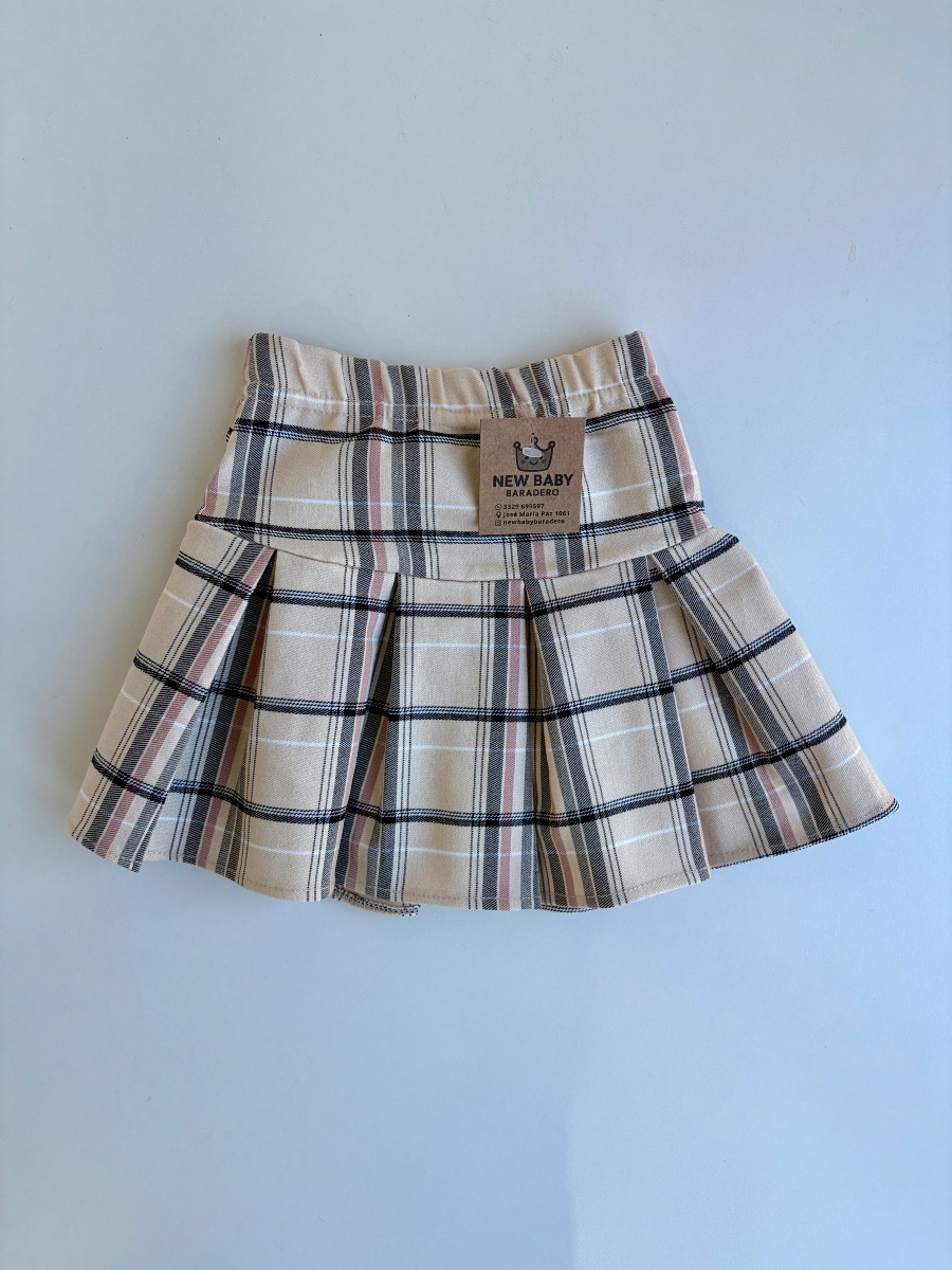 Pollera beige cuadrille tableada