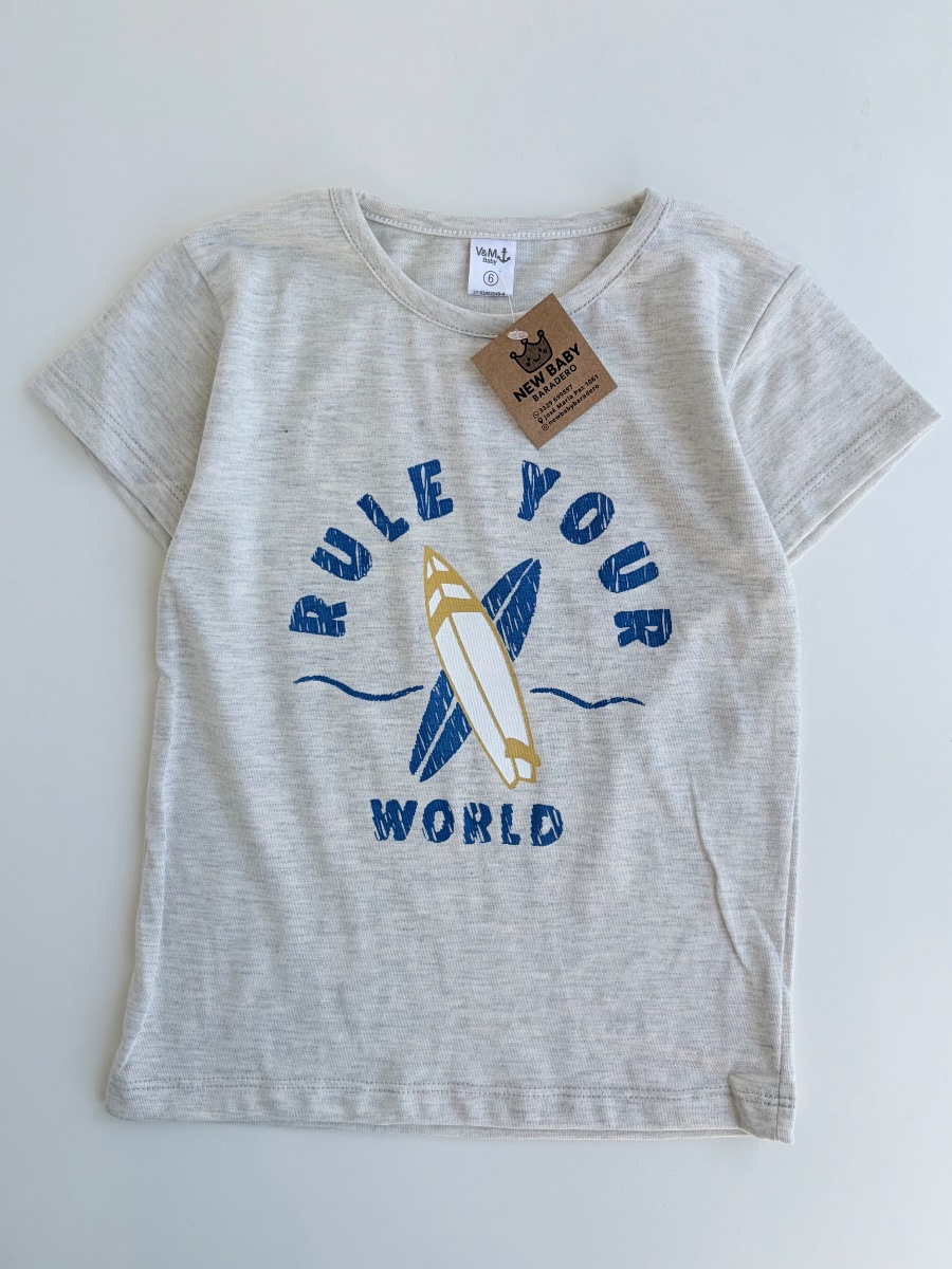 Remera bebe rule your/gris gaspeado