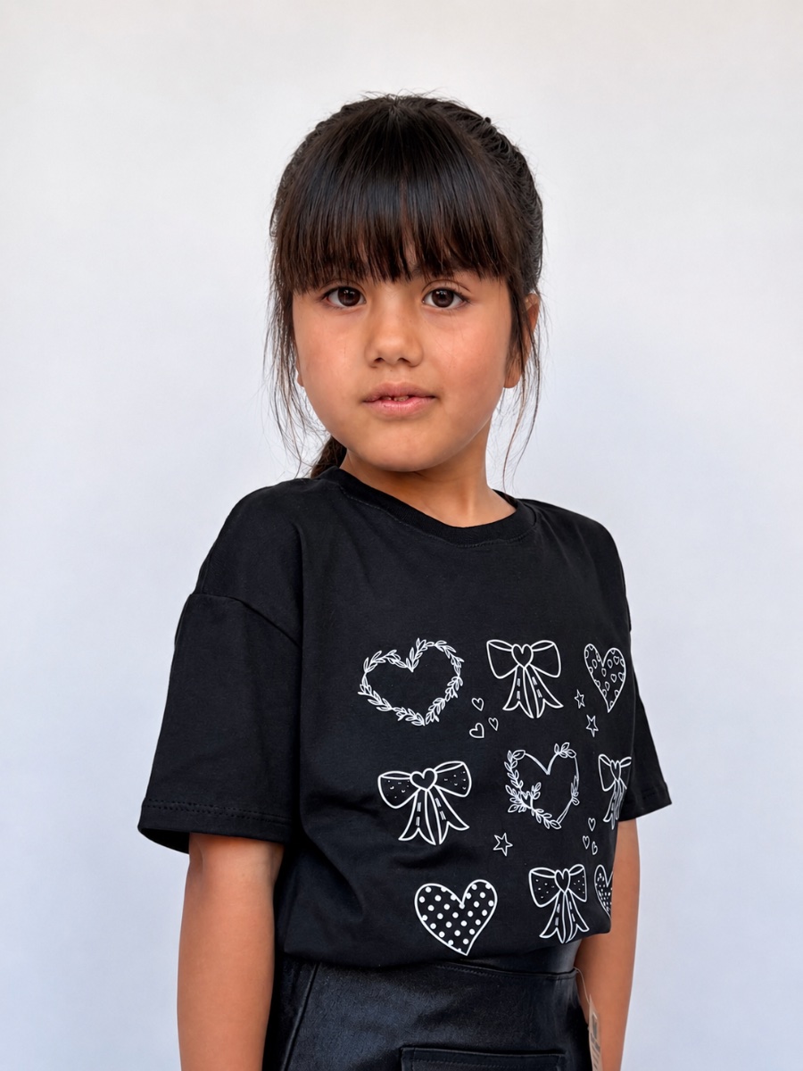 Remera negra estampa coquette