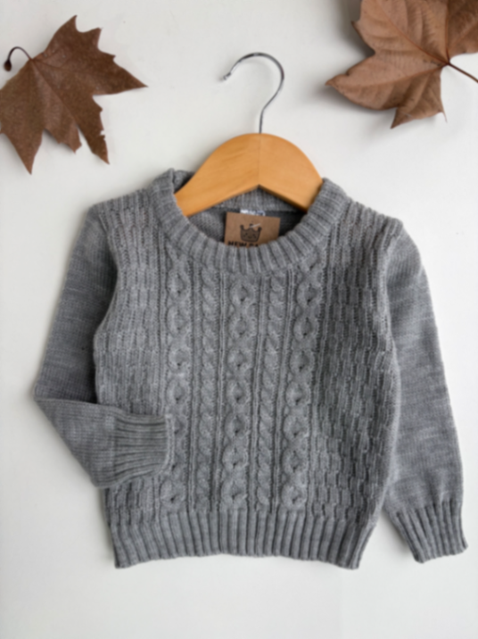 Sweter trenzado gris