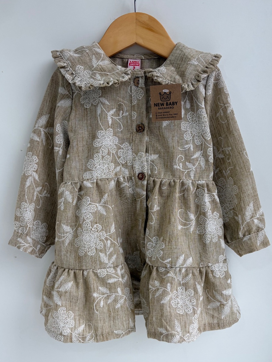 Vestido bordado beige
