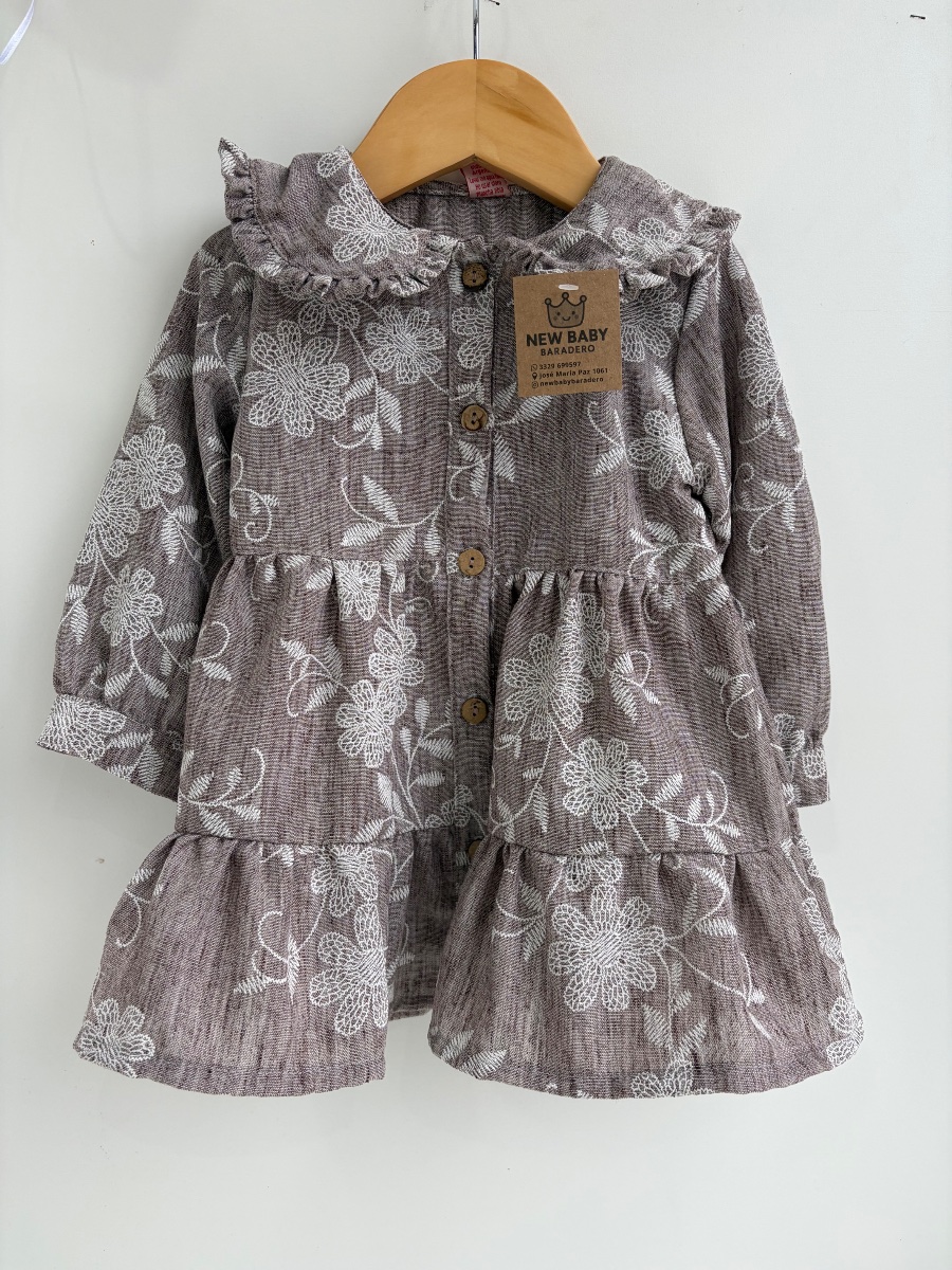 Vestido bordado gris