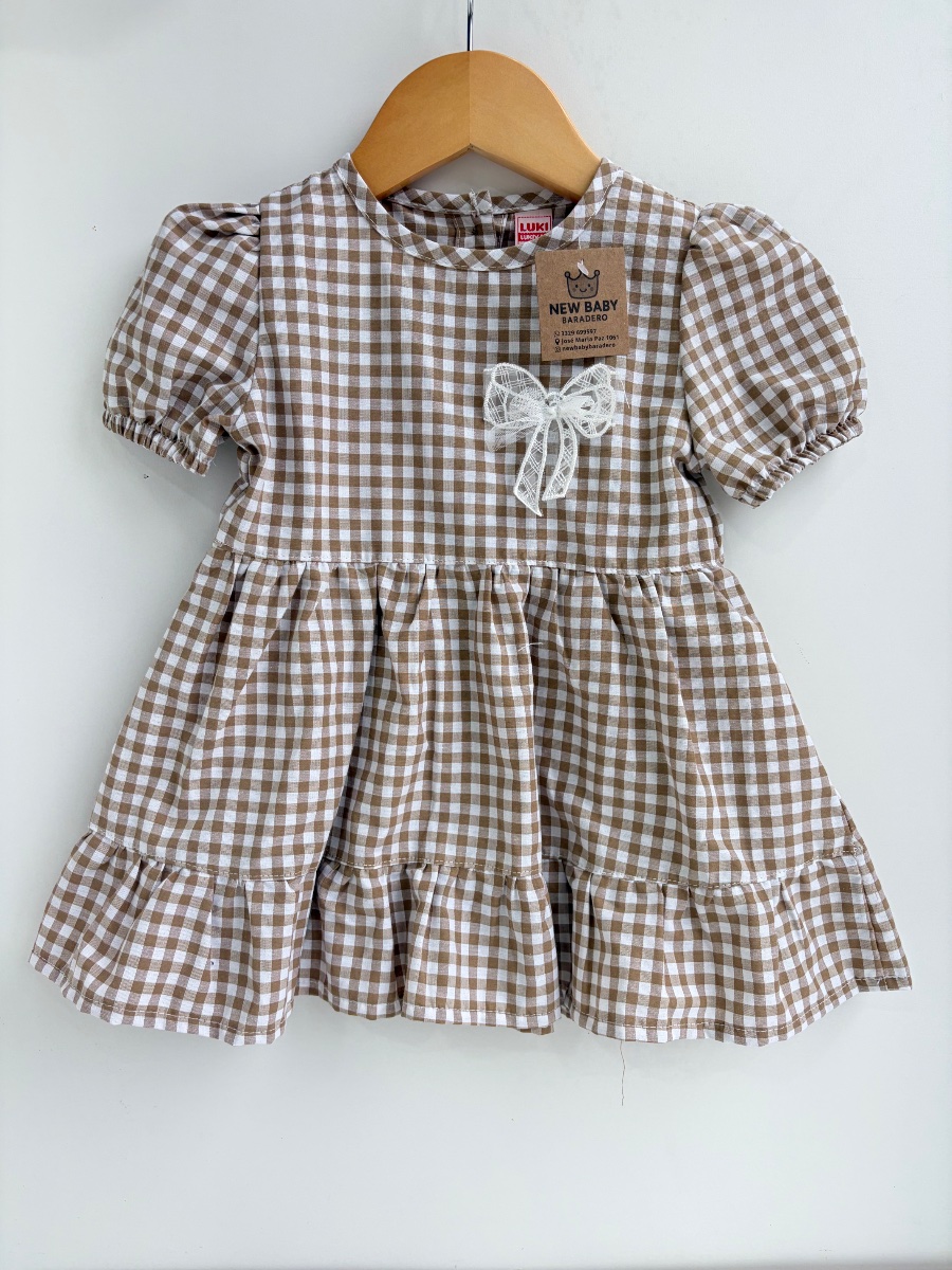 Vestido cuadrille/beige