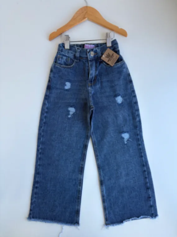 Wide leg azul con rotura