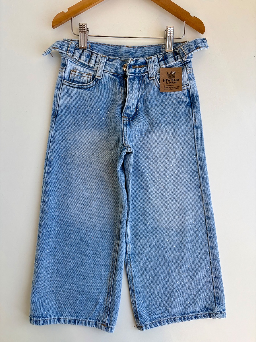 Wide leg celeste; con brillos 