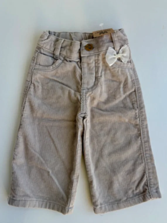 Wide leg natural corderoy con moñito