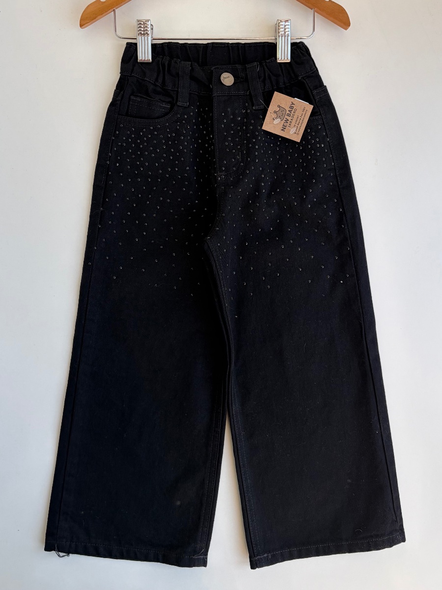 Wide leg negro; con brillos