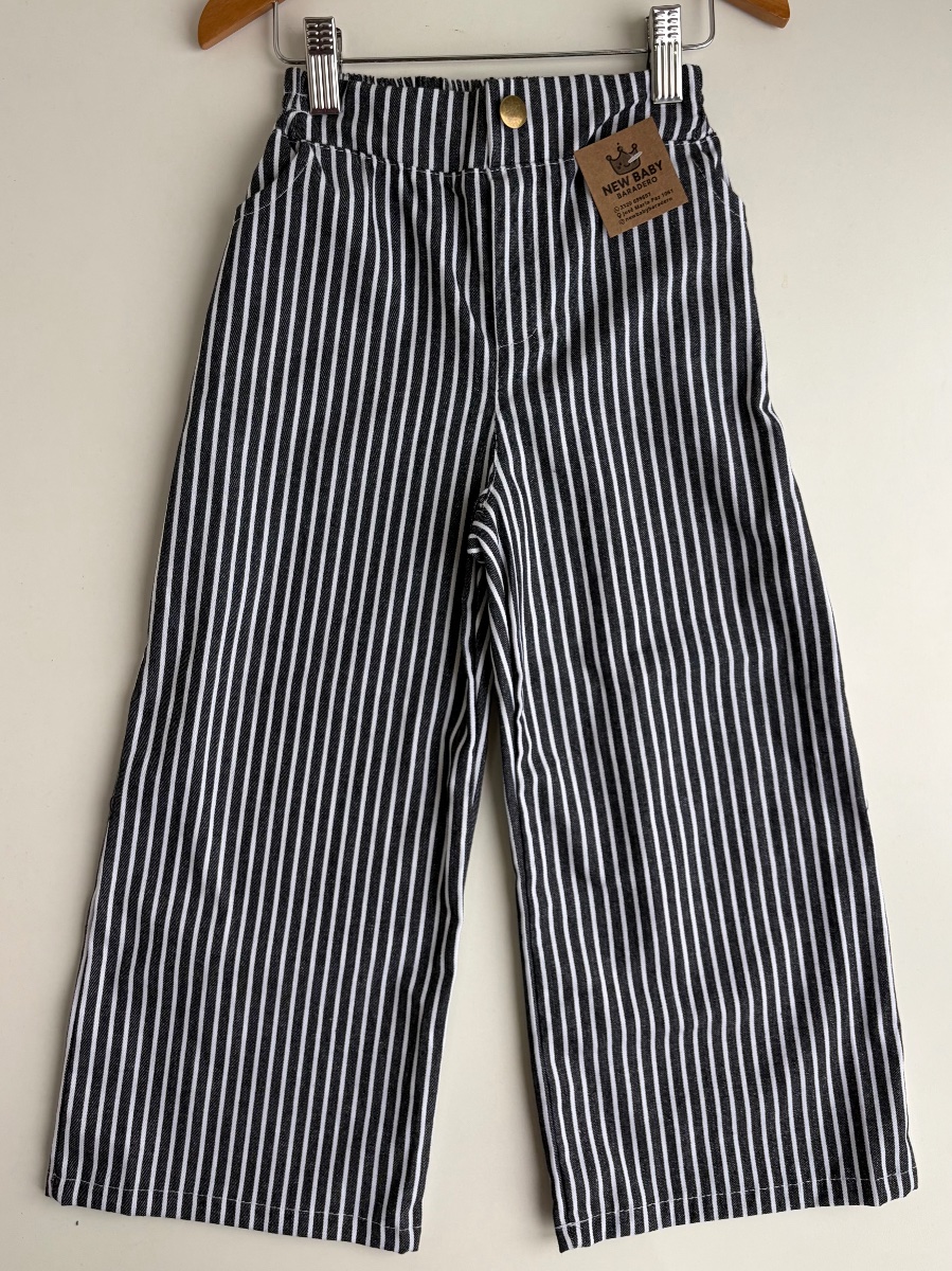 Wide leg rayado negro